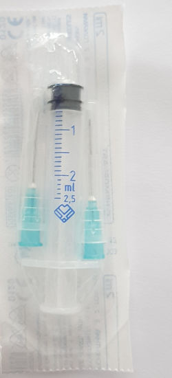 Шприц ін‘єкційний Hemoplast 2ml трьохкомпонентний з 2 голками 0.6mm x 25 mm (23G x1)